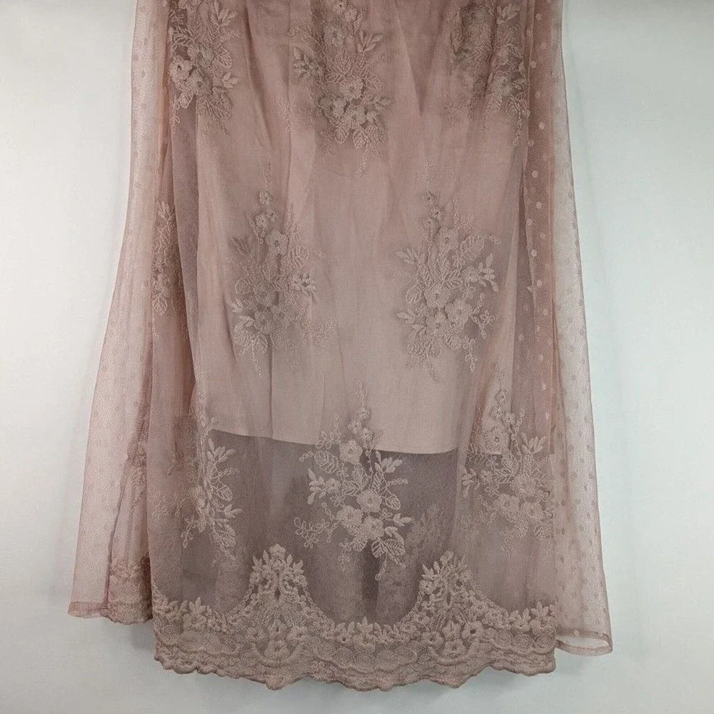 Umgee S Peasant Boho Bohemian Paradise Island Scalloped Lace Maxi Dress - Picture 8 of 12